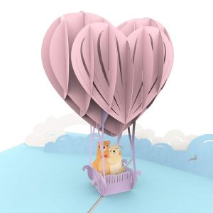 Papercrush pop-up wenskaart beren in luchtballon