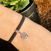 Lief label armband zwart levensboom zilver - Afbeelding 3