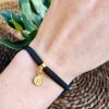Lief label armband zwart lucky coin goud - Afbeelding 3