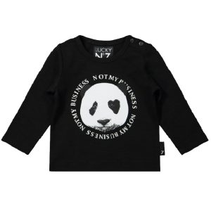 Lucky no.7 longsleeve panda zwart