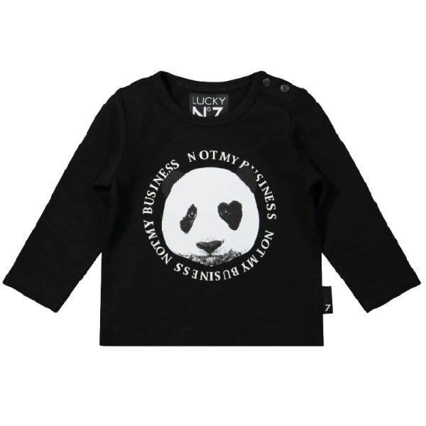 Lucky no.7 longsleeve panda zwart