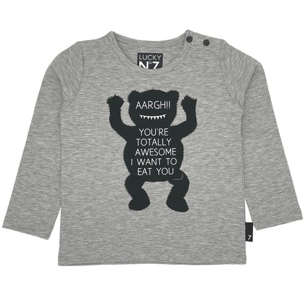 Lucky no.7 longsleeve monster grijs