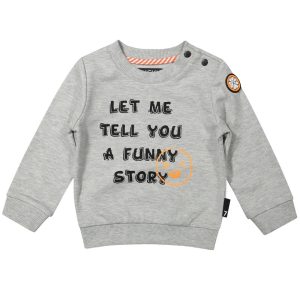 Lucky no.7 sweater funny story grijs