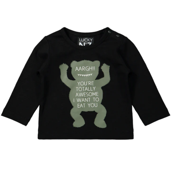 Lucky no.7 longsleeve monster zwart