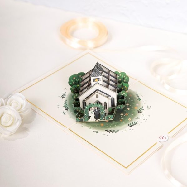 Papercrush pop-up kaart bruiloft kapel sfeerfoto