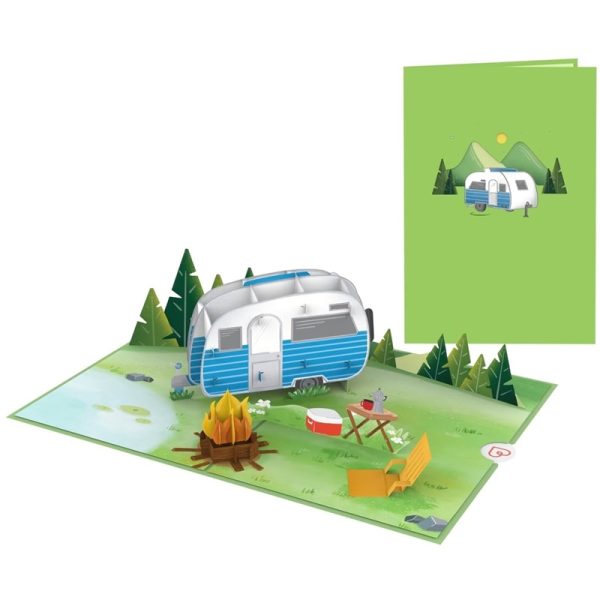 Papercrush pop-up kaart camping voorkant en binnenkant