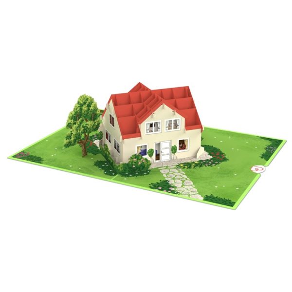 Papercrush pop-up kaart huis met tuin binnenkant