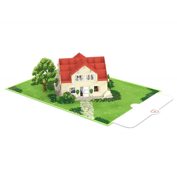 Papercrush pop-up kaart huis met tuin binnenkant voorbeeld