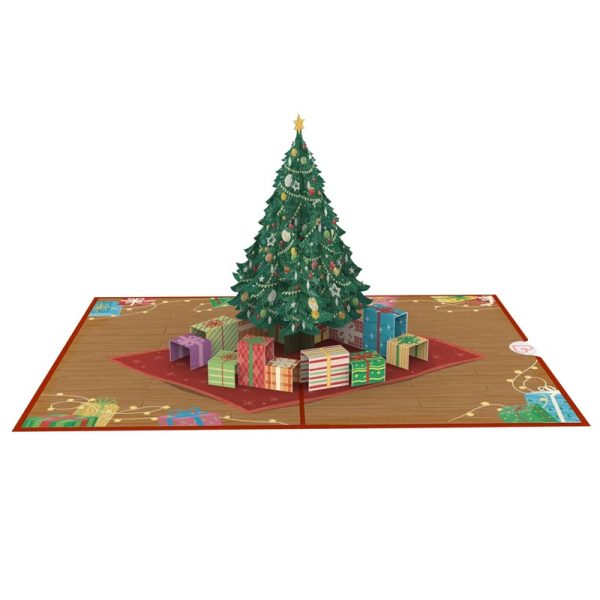 Papercrush pop-up kaart kerstboom met geschenken binnenkant