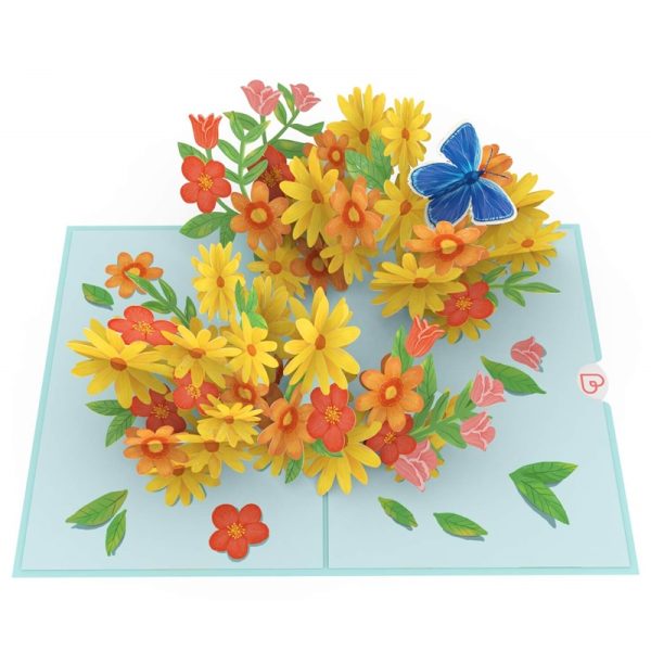 Papercrush pop-up kaart kleurrijke madeliefjes met vlinder binnenkant