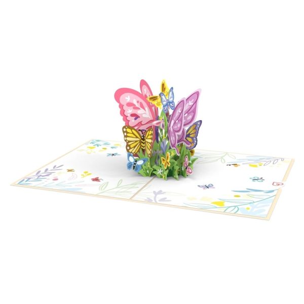 Papercrush pop-up kaart kleurrijke vlinders opengevouwen