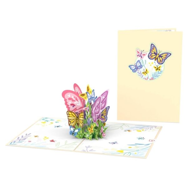 Papercrush pop-up kaart kleurrijke vlinders voorkant en binnenkant