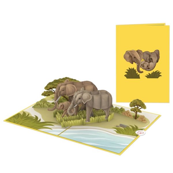 Papercrush pop-up kaart olifanten voorkant en binnenkant