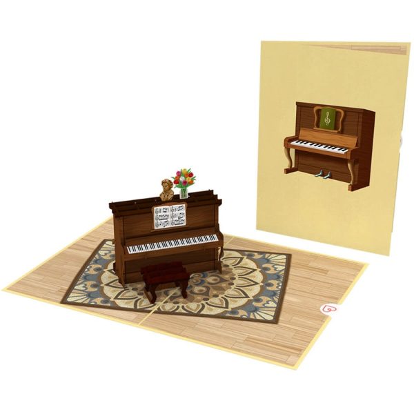 Papercrush pop-up kaart piano voorkant en binnenkant
