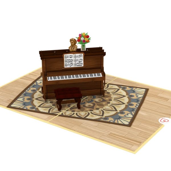 Papercrush pop-up kaart piano voorzijde