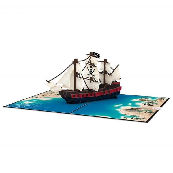 Papercrush pop-up kaart piratenschip binnenkant