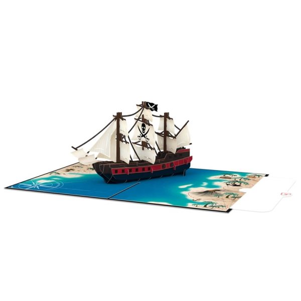 Papercrush pop-up kaart piratenschip voorbeeld