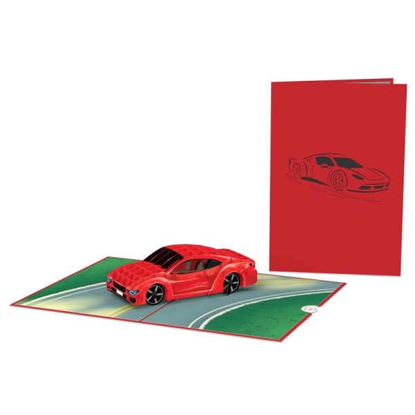 Papercrush pop-up kaart sportwagen voorkant en binnenkant