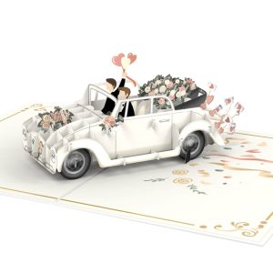 Papercrush pop-up kaart trouwauto met homopaar