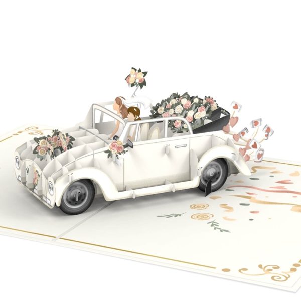 Papercrush pop-up kaart trouwauto met lesbisch echtpaar