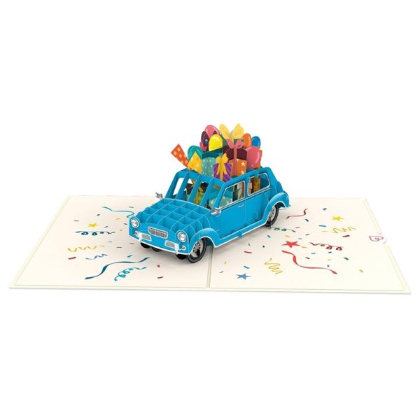 Papercrush pop-up kaart verjaardag auto opengevouwen