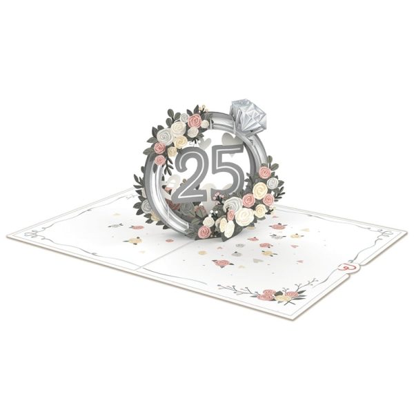 Papercrush pop-up kaart zilveren bruiloft opengevouwen