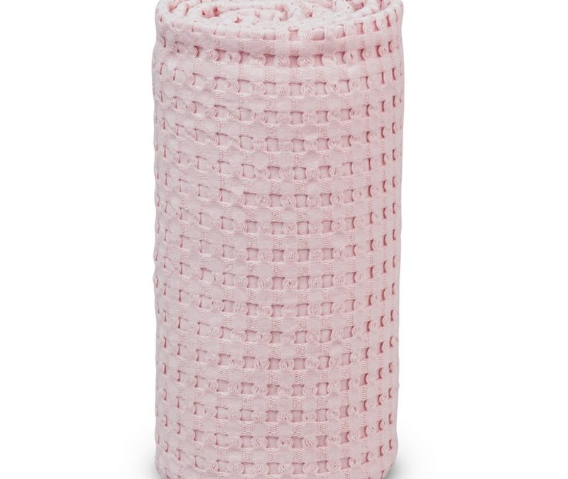 Lulujo babydeken wafel roze 100 x 80 cm