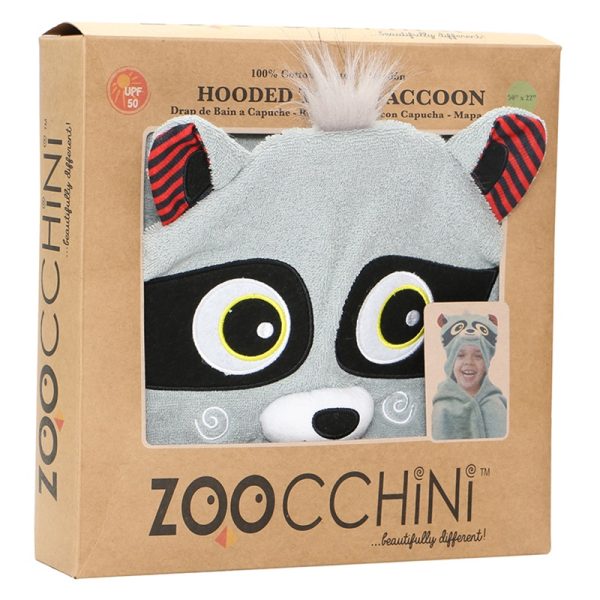 ZO-ZOO-11119 Zoocchini kids badcape Rocco the Raccoon cape in verpakking