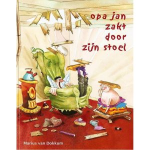 Marius van Dokkum leesboek opa Jan zakt door zijn stoel
