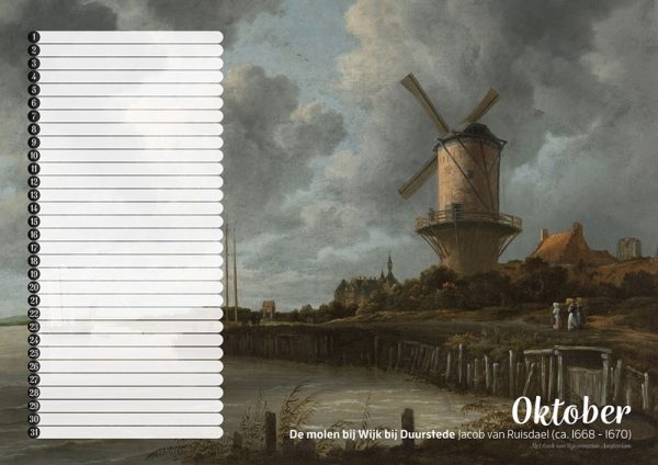 Studio Colori verjaardagskalender Hollandse meesters de molen bij Wijk bij Duurstede