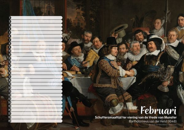 Studio Colori verjaardagskalender Hollandse meesters schuttersmaaltijd ter viering van de Vrede van Munster