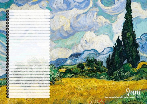 Studio Colori verjaardagskalender van Gogh korenveld met cipressen