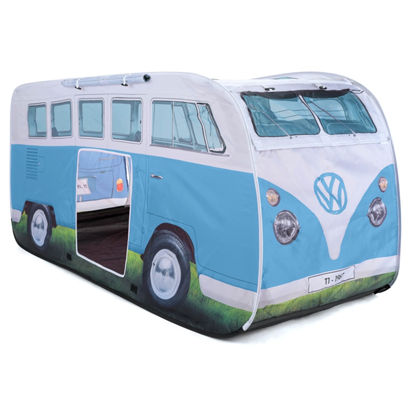 Brisa Volkswagen VW T1 Bus Kids Pop Up Tent blauw zijkant