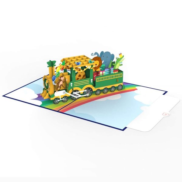 Papercrush pop-up kaart verjaardagstrein binnenkant met kaart
