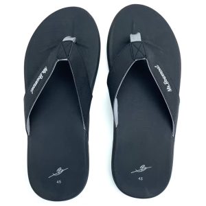 Mr. Bowmont leren teenslippers zwart voorkant