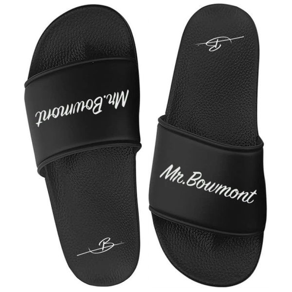 Mr. Bowmont badslippers uni zwart detailfoto