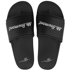 Mr. Bowmont badslippers uni zwart voorkant