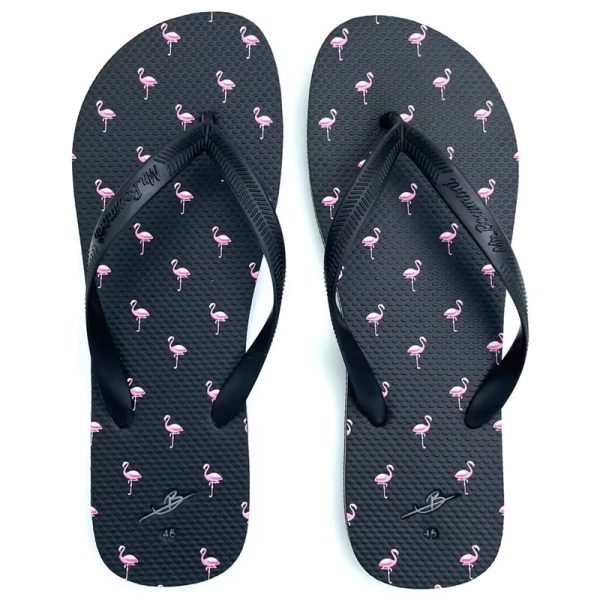 Mr. Bowmont teenslippers flamingo zwart