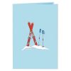 Papercrush pop-up kaart skiër voorkant