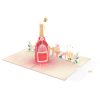 Papercrush pop-up kaart champagnefles binnenkant met schrijfkaart
