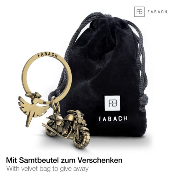 X001UB9OL7 Fabach sleutelhanger beschermengel Chopper antiek brons met opbergzakje