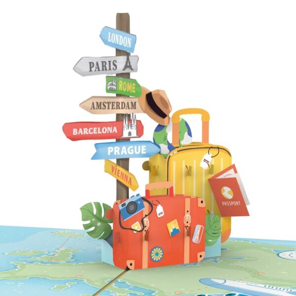 Papercrush pop-up wenskaart goede reis Europa