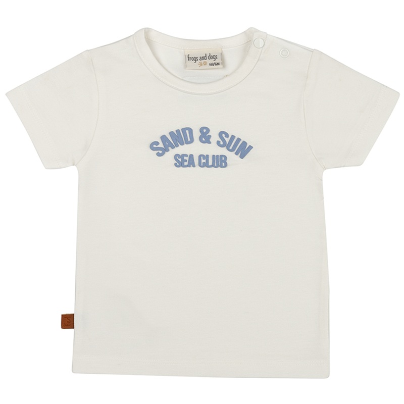 25024005 Frogs and Dogs t-shirt sand and sun wit voorkant
