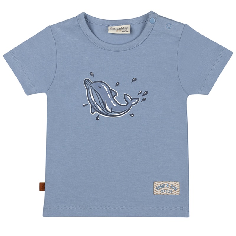 25024007 Frogs and Dogs t-shirt dolfijn sand and sun blauw voorkant