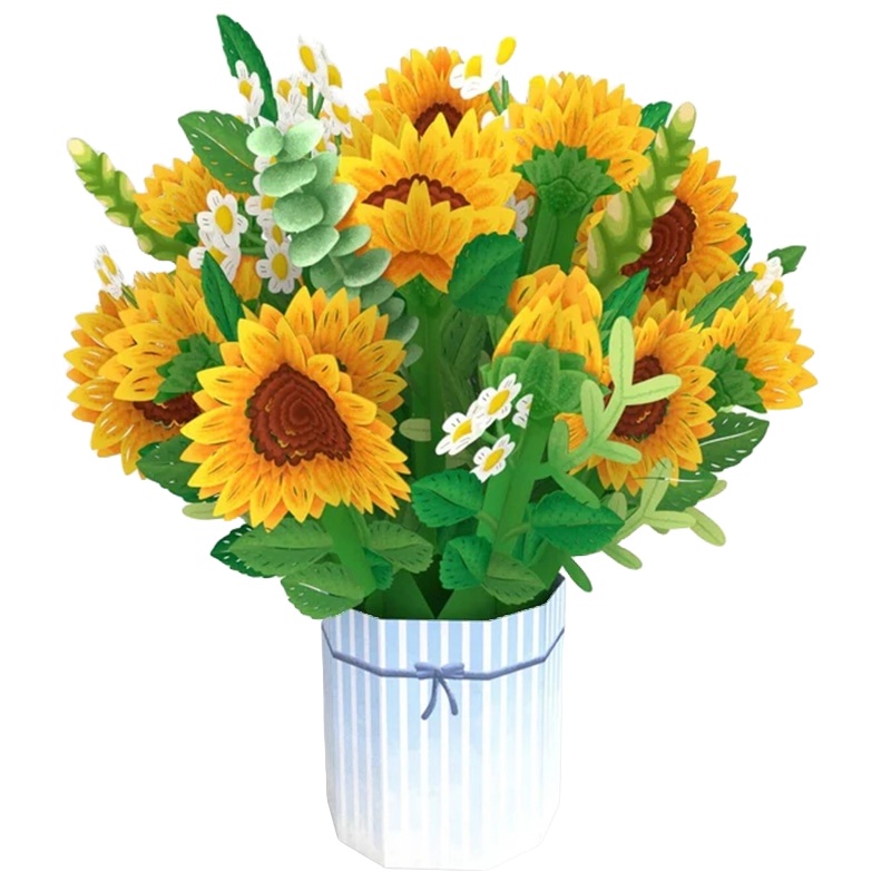Papercrush pop-up boeket met zonnebloemen