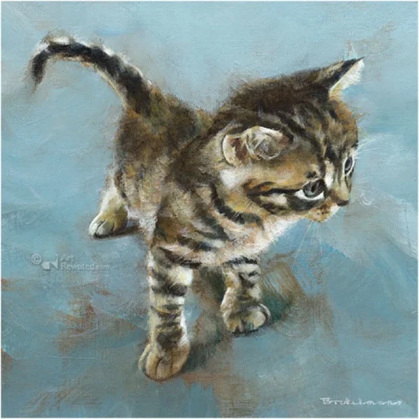 Art Revisited wenskaartenset kittens blauwe kaart