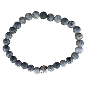 Fortuna Beads armband mat grey netstone
