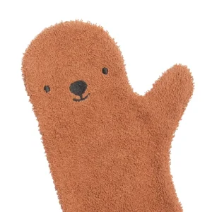 Nifty douchehandschoen beer roestbruin