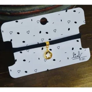Lief label armband zwart big star goud