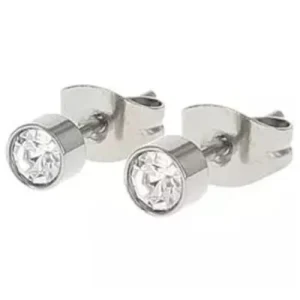 Lief label oorbellen studs crystal zilver